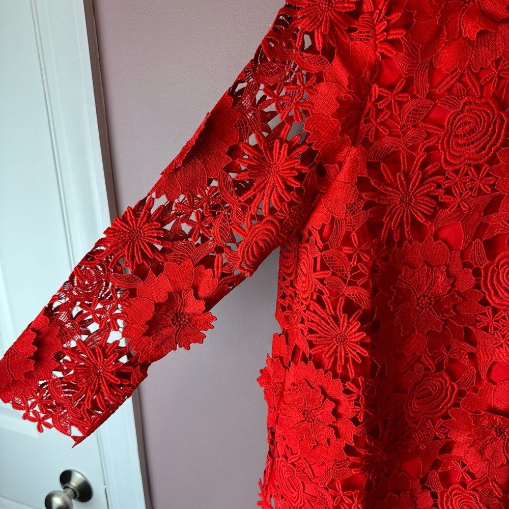 Tuckernuck Red Guipure Lace Faye Blouse XS - Picture 5 of 12